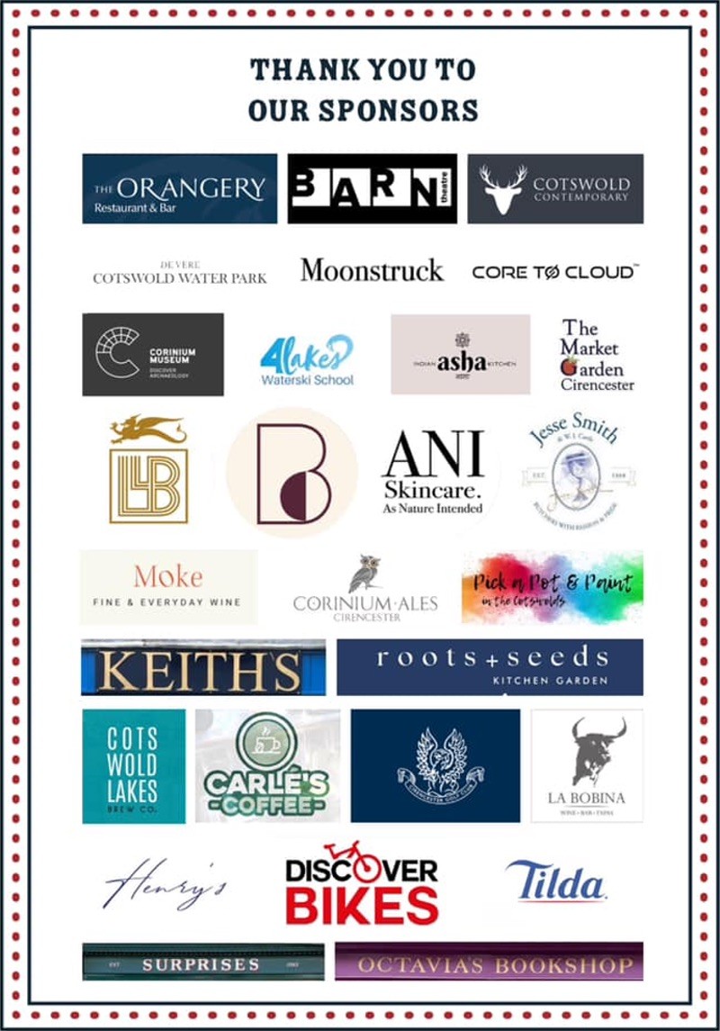 Sponsors for Charity Cricket game at Cirencester CC on Sunday 1st Sept 24